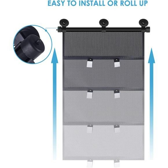 Car Window Shade, Car Roller Sunshade, Retractable Car Window Shade  (2 Pack) - Picture 6 of 7